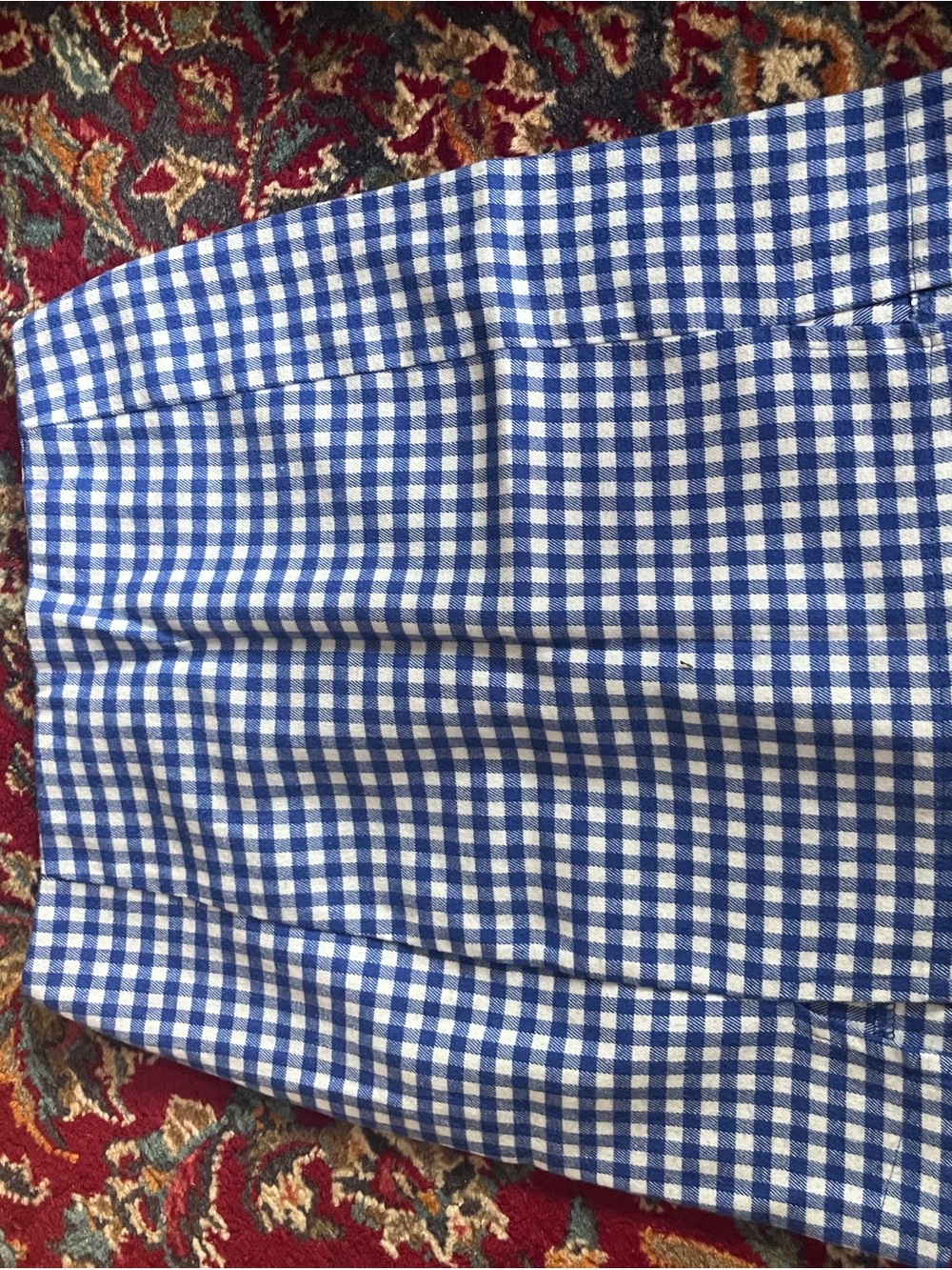 Blue and White Gingham Pencil Skirt
